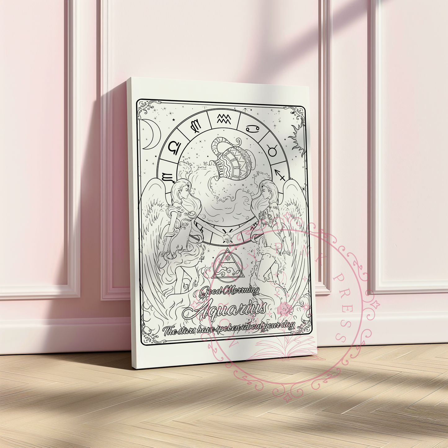 Good Morning "Aquarius" Zodiac Academy Collection Colorable Canvas